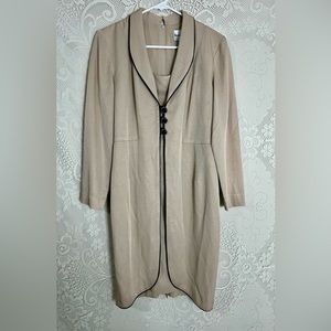 Vintage Danny & Nicole NY Suit Dress Women’s Size M Tan Midi Business 80s 90s